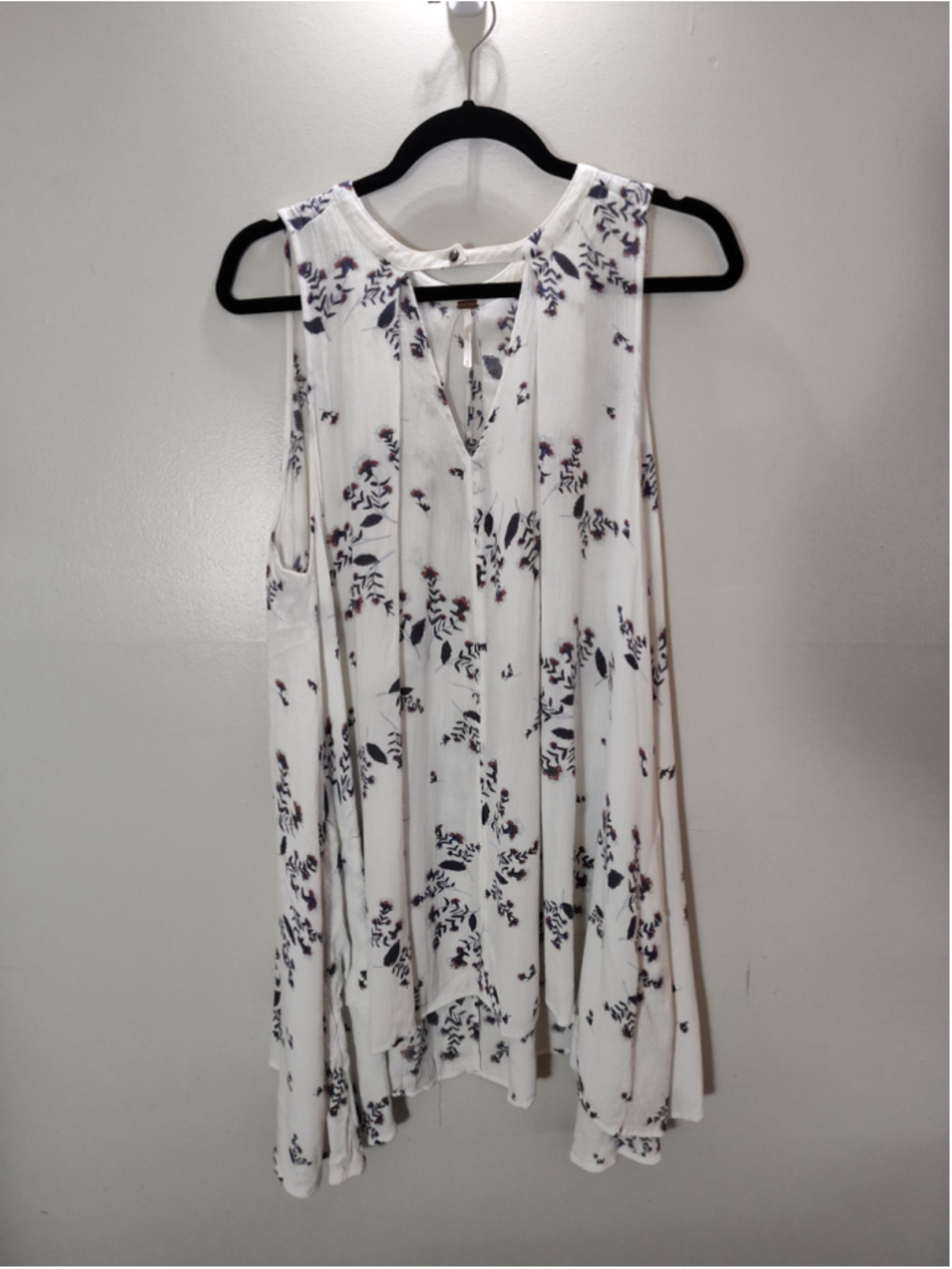 Women's Free People Floral Tank Top White Black Size M